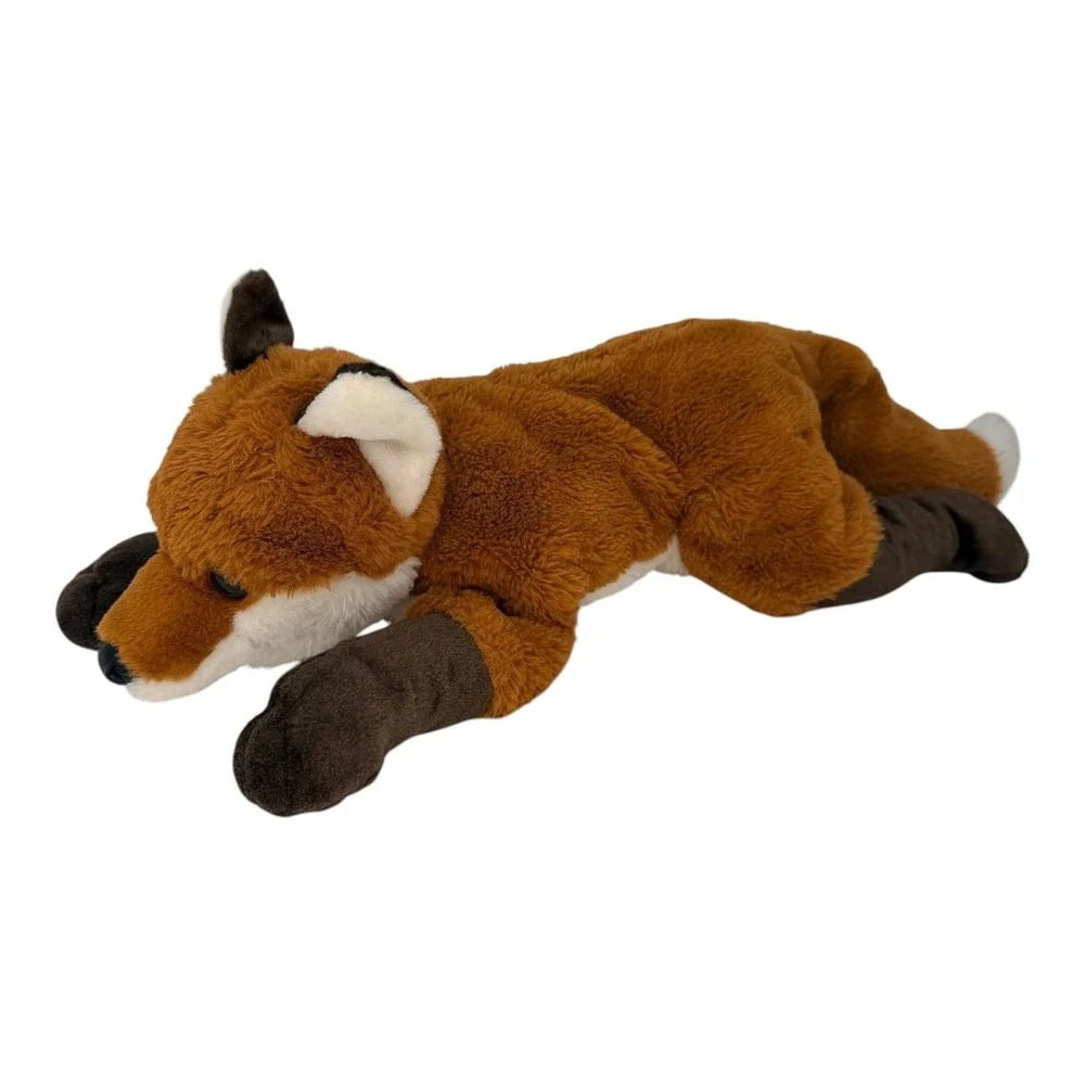 FAO Schwarz Plush Adopt a Pet Synthetic Red Brown 17 Inch Lying Fox Vintage Toy